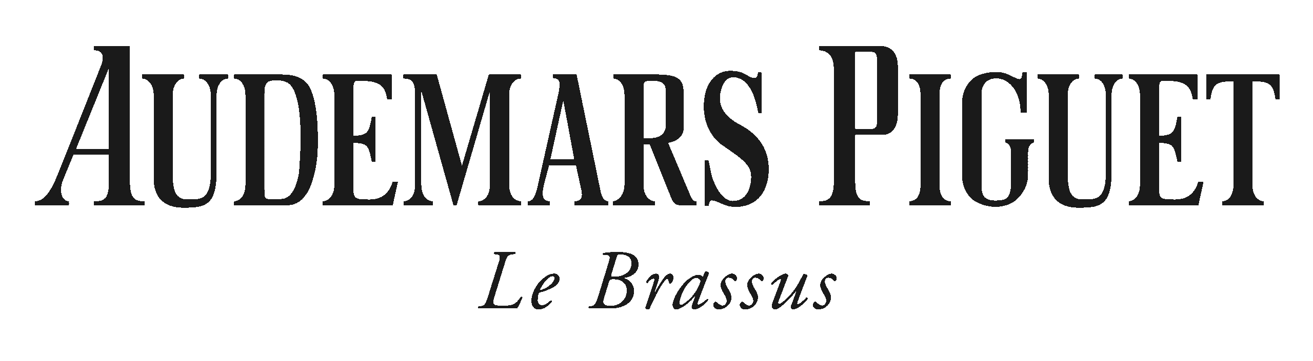 Black text logo reading Audemars Piguet Le Brassus on a transparent background.