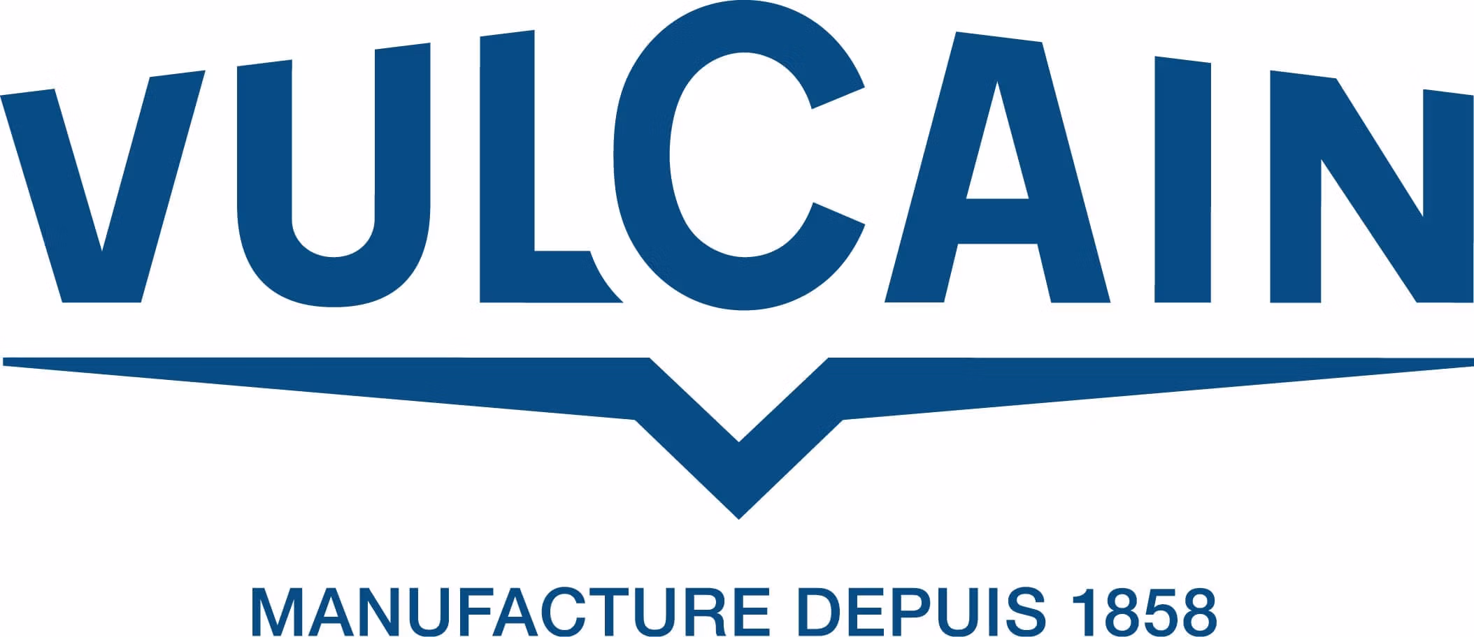 VULCAIN logo with MANUFACTURE DEPUIS 1858 written below in blue text.