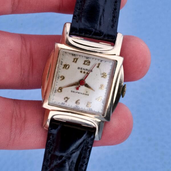 Benrus Three Star Automatic Model CF 1 Gold Plated Square Case - Image 3