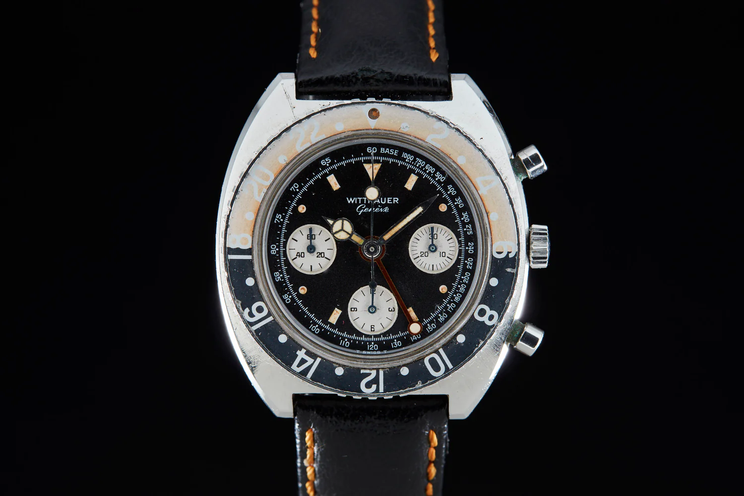 The Collector's Guide to Vintage Wittnauer Chronographs 8 Wittnauer Cushion Case Chronograph GMT 245T AS02213 A