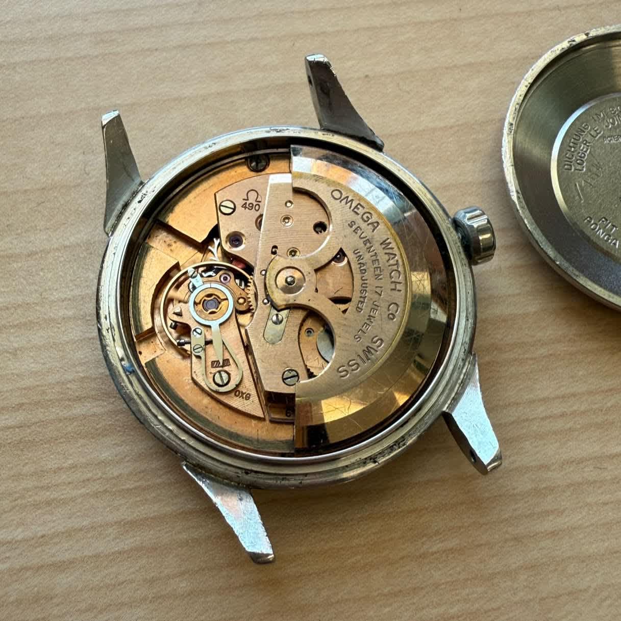 Omega 490 1 1954 Omega Automatic Watch Cal. 490 17 Jewels Wristwatch 34mm S.S. Black Dial