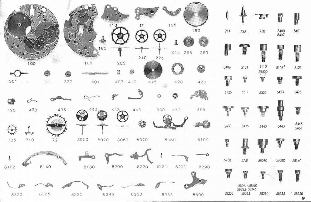 Valjoux 72C caliber parts diagram