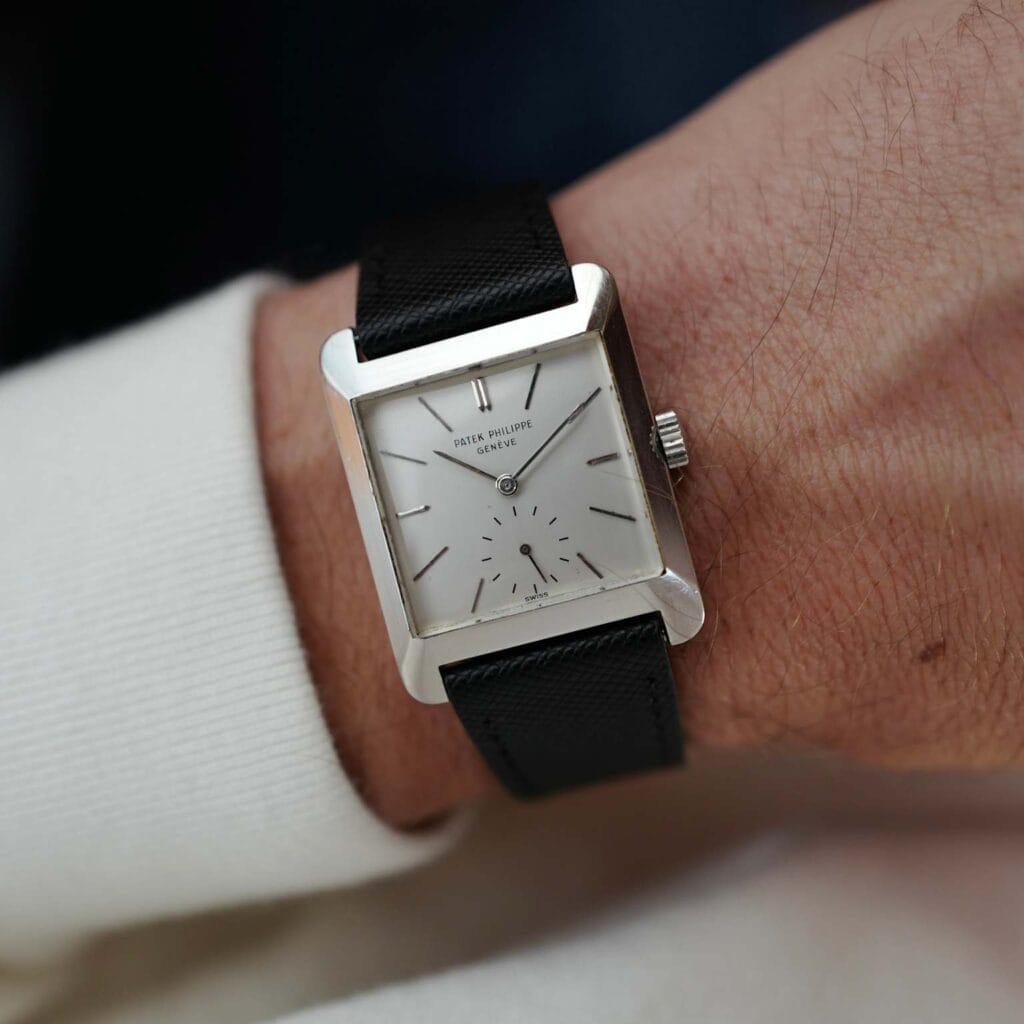 Elegant square Patek Philippe 2488 watch on wrist