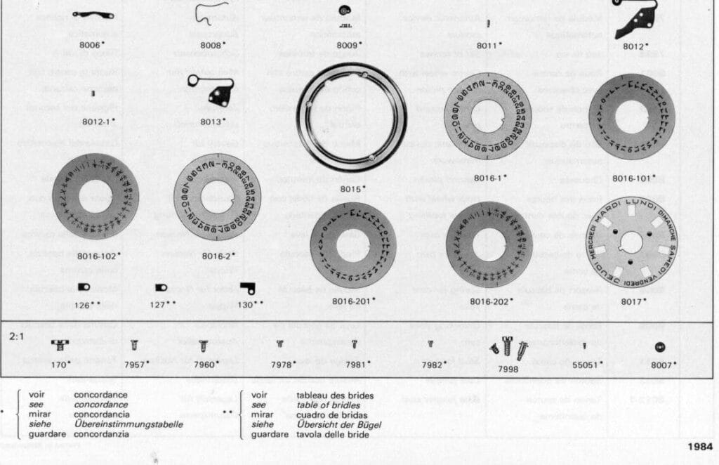 Rolex 1555 caliber parts diagram with corresponding parts number page 2