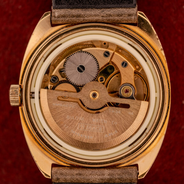 Close-up of a vintage Tissot Seastar Automatic Date Ref. 44660 Cal. 786-2 c.1970s, highlighting the exposed mechanical movement with visible gears and intricate components.