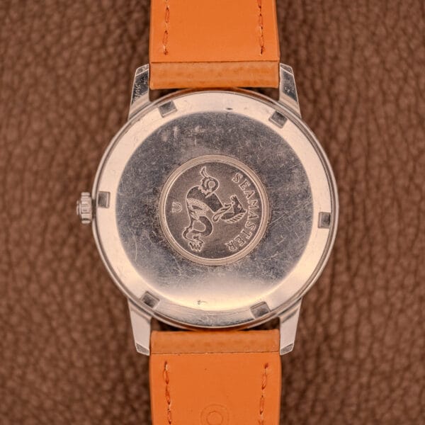 Omega Seamaster 166.002 stainless steel caseback with Seamaster hippocampus medallion in raised relief