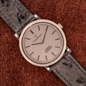 Omega Constellation Ultra Thin Ref. 157.0001 factory silver chronometer dial on black ostrich strap