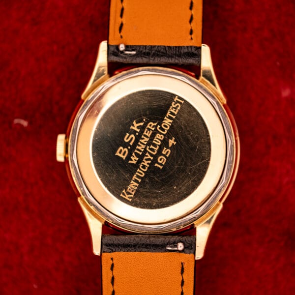 Universal Geneve outer caseback engraved B.S.K. WINNER KENTUCKY CLUB CONTEST 1954