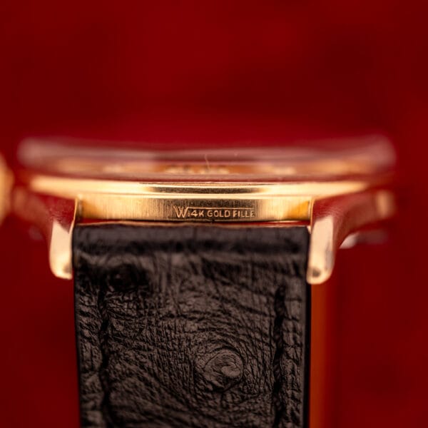 Universal Geneve case band stamped W 14K GOLD FILLED Wadsworth maker mark