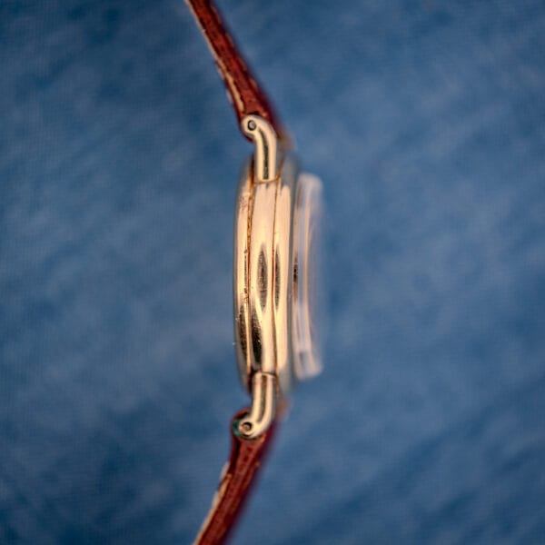 1936 Hamilton Randolph case side profile showing wire lug architecture and gold filled finish