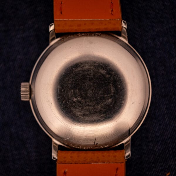 Hamilton Accumatic A-507 stainless steel caseback stamped © HAMILTON with honest decades-old wear patina