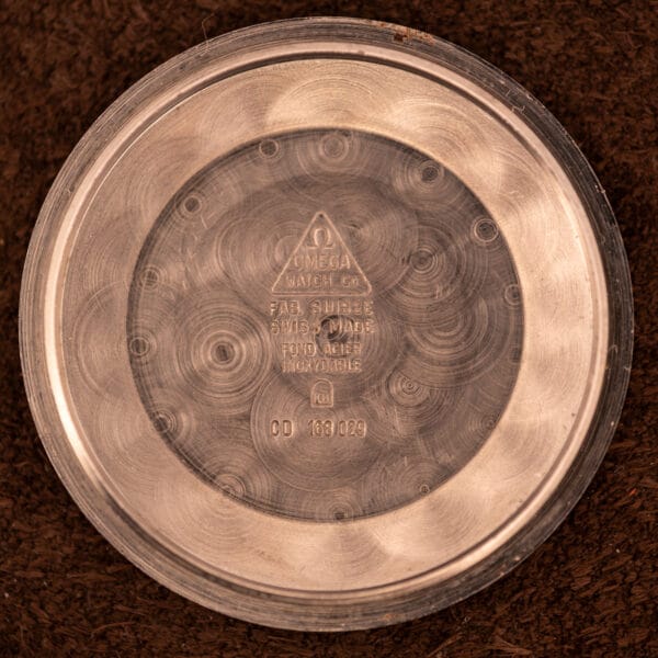 Omega Constellation 168.029 inner caseback stamped FAB. SUISSE / SWISS MADE / FOND ACIER INOXYDABLE / CD 168.029
