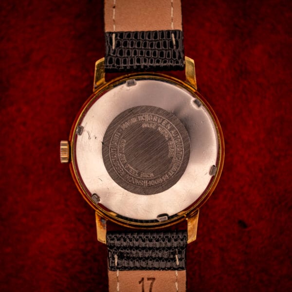Vintage Gruen Precision outer caseback, stamped Gruen Watch Co markings, honest wear from decades of daily wrist time