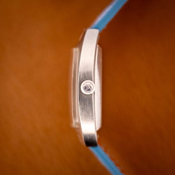 Zenith Respirator X case side profile with the Zenith star-signed crown and brushed stainless steel band