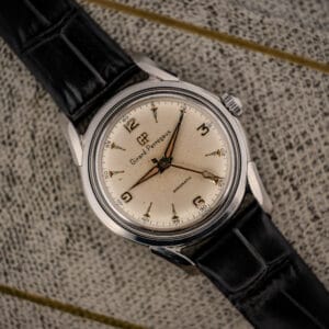 Girard-Perregaux Gyromatic Ref. 6170 cream dial with applied GP monogram and faceted markers on black leather strap