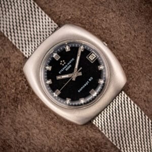 Eterna Matic 1000 Concept 80 ref 156T black dial brushed steel cushion case on steel mesh bracelet