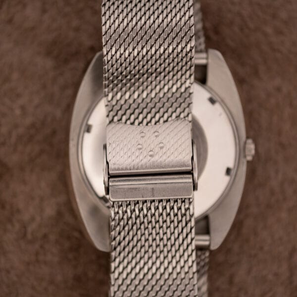 Eterna Concept 80 steel mesh bracelet and folding deployant clasp closed over the caseback