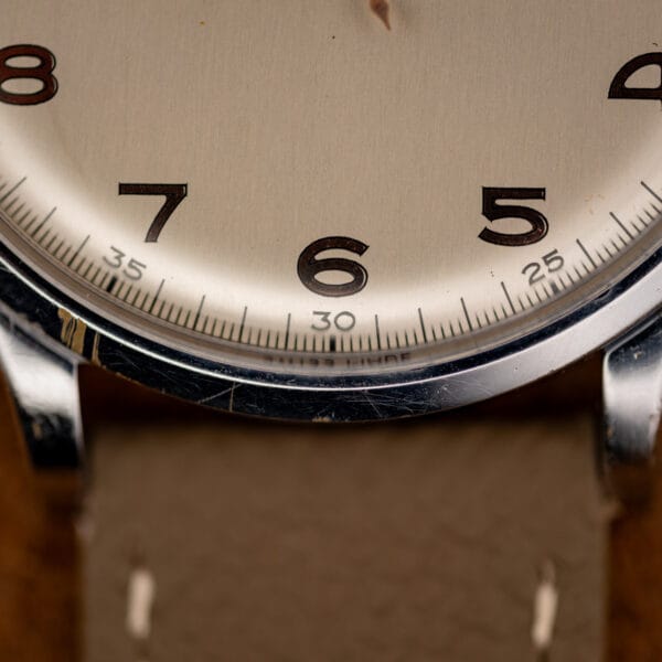 Tissot 66718 lower dial reading SWISS MADE with railroad minute track and honest hairlines on the steel case