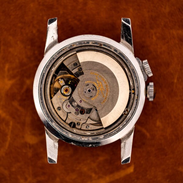 Glycine Airman automatic movement with full rotor visible through the opened caseback