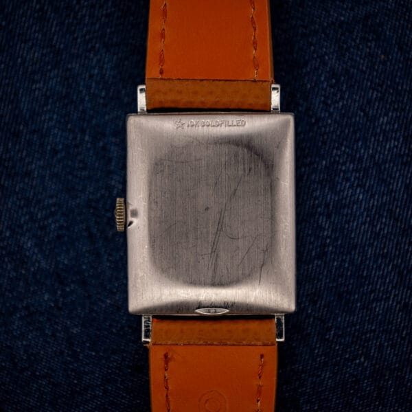 Longines-Wittnauer outer caseback stamped star 10K GOLDFILLED on the white gold filled tank case