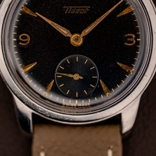 Tissot 6769 gilt dial lower half with snailed sub-seconds register and SWISS MADE printed at six