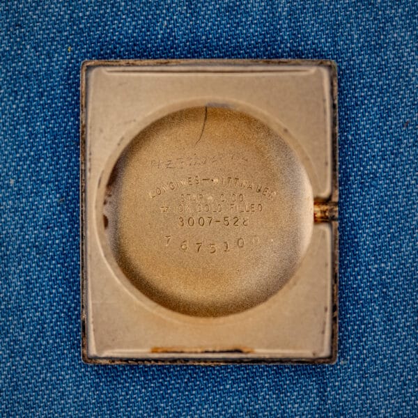 Longines 3007-528 inner caseback stamped LONGINES-WITTNAUER, 10K GOLD FILLED and reference 3007-528