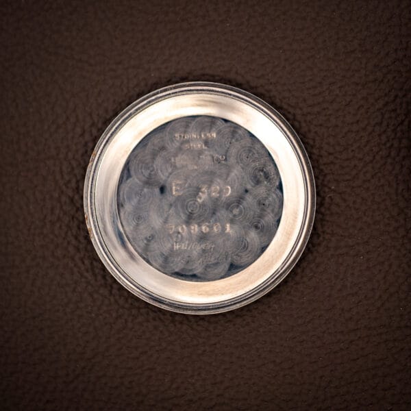 LeCoultre E329 inner caseback stamped STAINLESS STEEL with reference E 329 and serial number