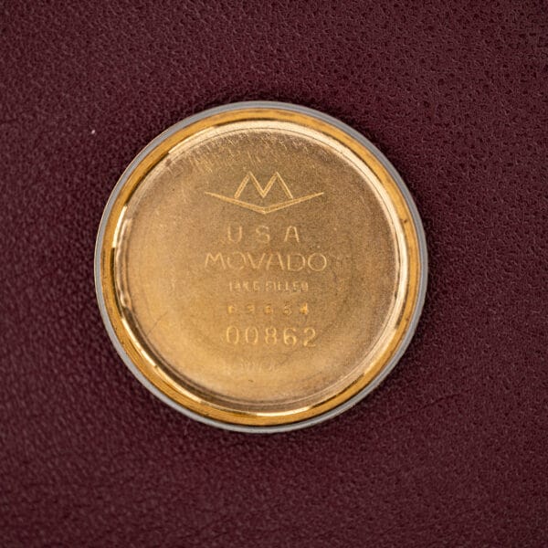 Movado Kingmatic S inner caseback stamped U S A MOVADO 14K G FILLED with serial 00862