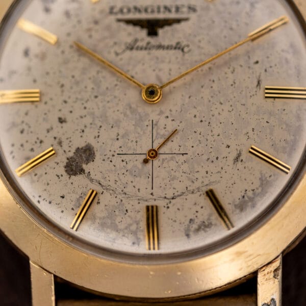 Longines Automatic 2264-1 lower dial with small seconds register at six and applied fluted gold baton markers