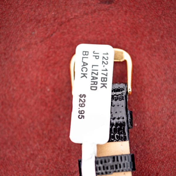Black genuine lizard leather strap and gold-tone buckle fitted to the vintage Wittnauer 2673-11SR