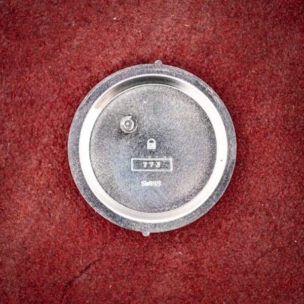 Inner caseback of the Bulova Sea King stamped with a boxed reference 773 over SWISS