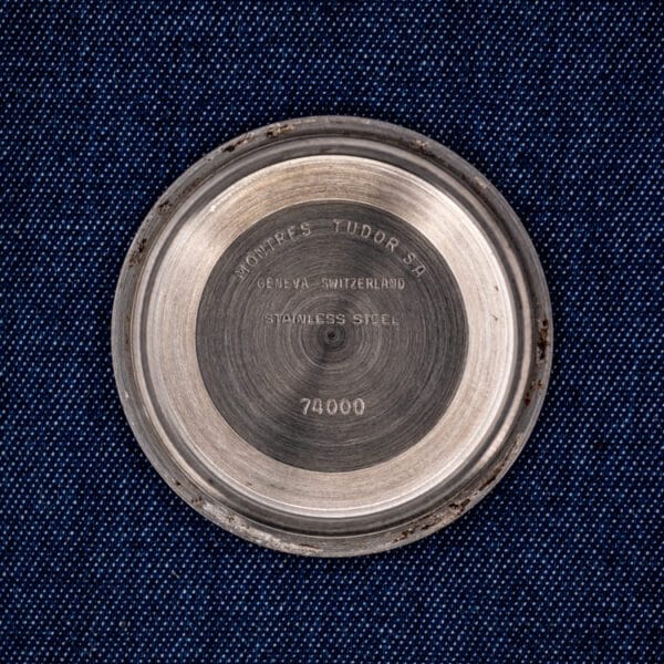 Tudor inner caseback stamped MONTRES TUDOR SA GENEVA SWITZERLAND STAINLESS STEEL reference 74000