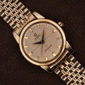 Vintage Omega Seamaster 2848 gold-capped automatic, cream cross-hair dial, on Omega beads-of-rice bracelet