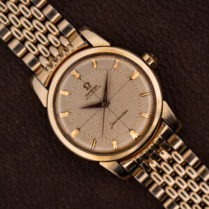 Vintage Omega Seamaster 2848 gold-capped automatic, cream cross-hair dial, on Omega beads-of-rice bracelet