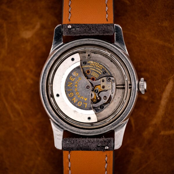 Longines caliber 19AS full rotor automatic in case, signed LONGINES AUTOMATIC winding weight and 19AS bridge