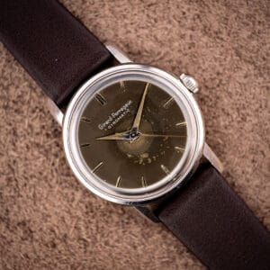Girard-Perregaux Gyromatic vintage watch, brown dial signed GYROMATIC with dauphine hands, on brown leather strap
