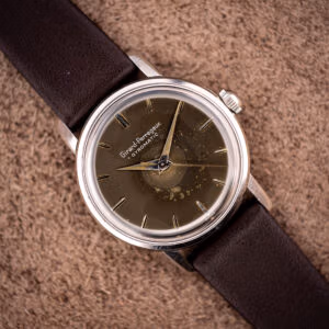 Girard-Perregaux Gyromatic vintage watch, brown dial signed GYROMATIC with dauphine hands, on brown leather strap