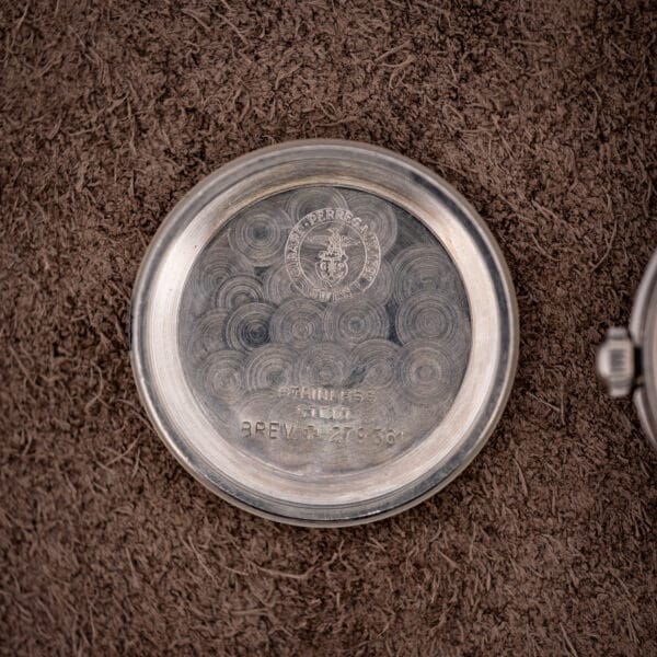 Girard-Perregaux Gyromatic inner caseback with GP eagle-and-shield cartouche, STAINLESS STEEL, patent BREV 279361