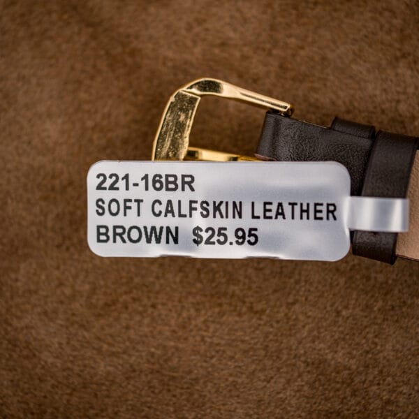 OTTUHR brown soft calfskin leather strap for the Gruen Veri-Thin with a gold-tone buckle