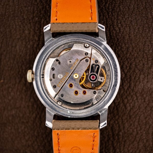 Eterna caliber 965 manual wind movement in case, bridge signed ETERNA with serial 3110240 in gilt