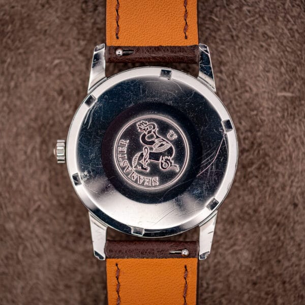 Omega Seamaster 14760 outer caseback embossed with the Seamaster hippocampus medallion and Omega symbol