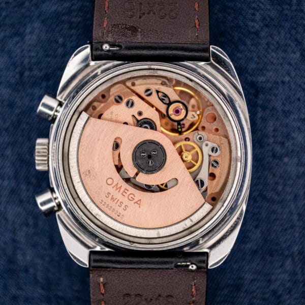Omega calibre 1040 automatic chronograph movement with copper finish and ball bearing rotor signed OMEGA SWISS