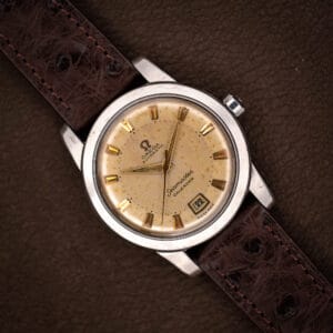 Omega Seamaster Calendar 2757-2 SC eggshell dial with applied gold indices and date window at six