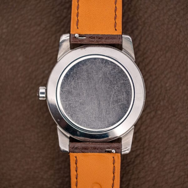 Omega Seamaster 2757-2 SC plain stainless steel caseback carrying decades of fine hairline wear