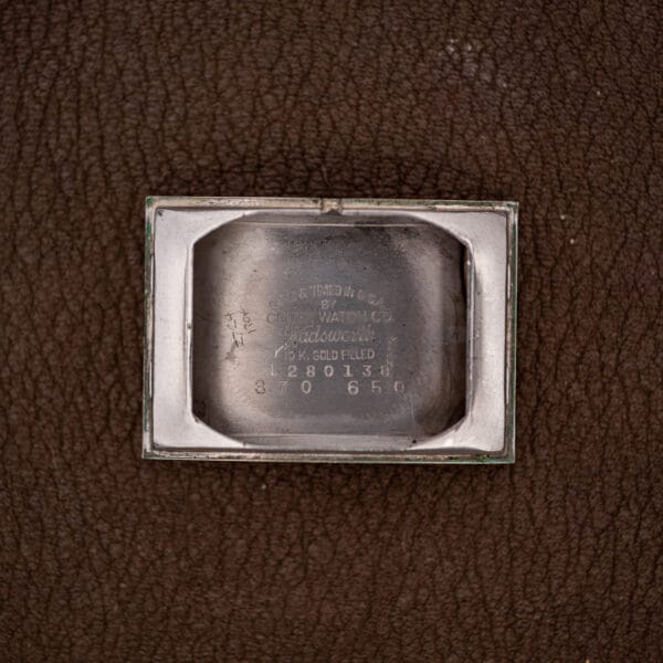 Gruen inner caseback stamped CASED & TIMED IN U.S.A. BY GRUEN WATCH CO. Wadsworth 10K GOLD FILLED with reference 370 650