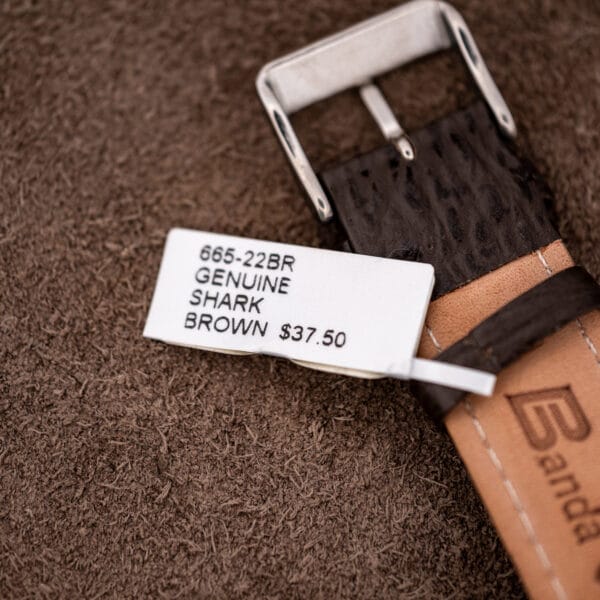 Brown genuine shark skin strap for the 176.007 with steel buckle and its 665-22BR retail tag