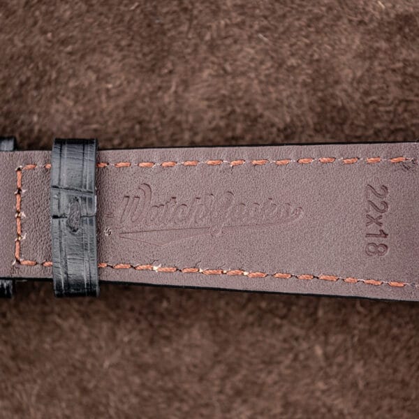 Black leather strap underside for the Omega Seamaster 168.035, stamped 22x18
