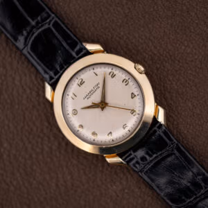 Vintage Hamilton K-455 automatic watch with silvered dial, applied gold numerals and 10k gold filled case