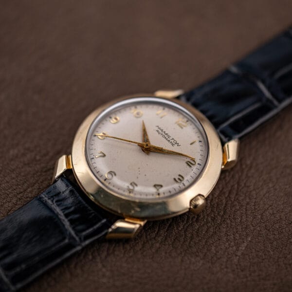 Vintage Hamilton K-455 automatic wristwatch on a new black leather strap