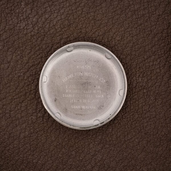 Inner caseback stamped K-455, Hamilton Watch Co Lancaster PA and Star W.C. Co.
